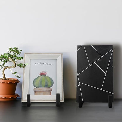 Sweetude 2 Pcs Large Plate Stands for Display Metal Frame Plate Holder Display Stand Decorative Table Top Easels for Picture, Book, Platter, Photo Easel(Black,8 Inch)