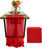 EHLDekol Chiffon Table Runners Romantic Sheer Wedding Table Runner Top Table Bridal Party Decoration (Red, 10ft, 10Pack)