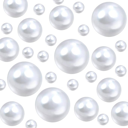 Floating Pearls for Centerpieces Vases, 250PCS White No Hole Fake Pearl Beads and 4000PCS Water Beads for Vase Filler Floating Beads for Wedding Home Party Decoration (White 8/14/20mm)