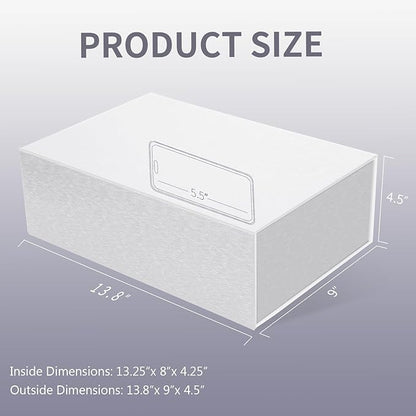 Large White Gift Box,13.75"x9"x4.5", Gift Boxes with Magnetic Lids for Presents Closure Gift Packing for Birthday,Christmas, Halloween,Wedding,Bridal Gifts,Mother's Day Gift Packging