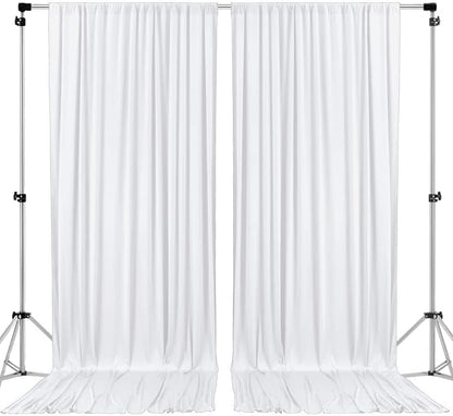AK TRADING CO. 10 feet x 10 feet Polyester Backdrop Drapes Curtains Panels with Rod Pockets - Wedding Ceremony Party Home Window Decorations - White