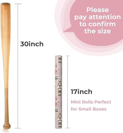 Ribbli Reversible Christmas Wrapping Paper Rolls, Nutcracker and Candy Cane Pink Gift Wrapping Paper-17 Inch x 33 Feet