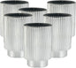 Serene Spaces Living Silver Ribbed Pedestal Glass Votive Holder, Table Centerpiece, Home, Office, Wedding, Birthday, Holiday & Special Events Decor, 3.5" Diameter & 5" Tall, Pack of 24
