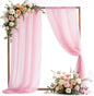 VOK Pink Wedding Arch Draping Fabric Chiffon Fabric, 29in x 18Ft 2 Panels Sheer Chiffon Outdoor Curtain for Wedding Ceremony Birthday Party Decoration (Light Pink,2 Panel)