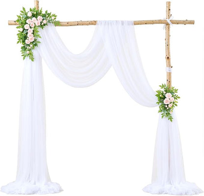 Wedding Arch Draping Fabric Backdrop 1 Panel 30" x 19Ft White Arch Drapes Curtains for Wedding Reception Sheer Tulle Backdrop Curtain for Ceremony Birthday Party Arbor Ceiling Decorations