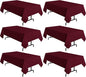 sancua 6 Pack Burgundy Tablecloth 60 x 102 Inch, Rectangle Table Cloth for 6 Feet Tables - Stain and Wrinkle Resistant Washable Polyester Table Cover for Dining Tables, Buffet Parties and Camping