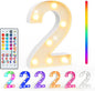 Pooqla Colorful Light Up Numbers, 35 Colors LED Marquee Number Lights for 2nd Birthday Decorations with Remote, RGB Lighted Numbers Gift for Girls Boys Party Night Light Wedding Home Decor, Number 2