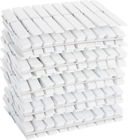 Juvale Wooden Clothespins - Outdoor Drying & Heavy-Duty Clothes Pins - White Clothespins for Home Decor & Photo Clips - Craft Projects & Wood Clips - Pack of 100, White, 4 in
