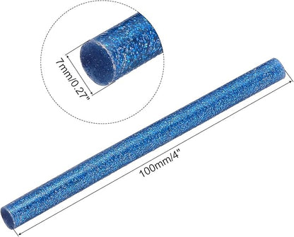 uxcell 20pcs Hot Glue Sticks for Glue Gun 7mm/0.28-inch x 4-inch Mini Hot Melt Adhesive Glue Stick Glitter Blue