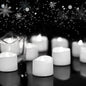 Homemory 48-Pack Cool White Novelty Flickering Flameless Tea Lights, 200+Hours Battery-Operated LED Fake Candles for Wedding Table Centerpieces,Proposal,Anniversary, White Base, Ø1.5'' × H1.3''