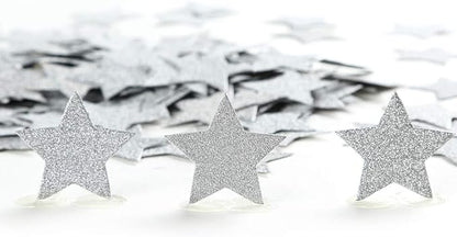 MOWO Glitter Star Confetti Wedding Party Decor and Table Decor 1.2’’ in Diameter (silver glitter,200pc)