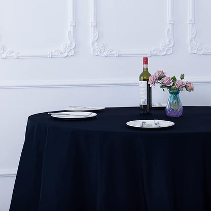 Ascoza 2pack 108 Inch Navy Round Tablecloth in Washable Polyester Fabric for Wedding/Banquet/Restaurant/Parties…