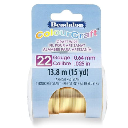 Beadalon ColourCraft Wire, 22 Gauge, Brass Light Color, 20 yd Spool