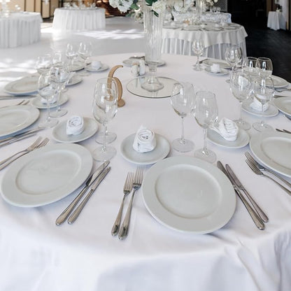 Fitable 6 Pack White Round Table Clothes - 90 Inches in Diameter - Stain Resistant and Washable Tablecloths, Polyester Fabric Table Covers for Wedding, Party, Banquet, Gathering