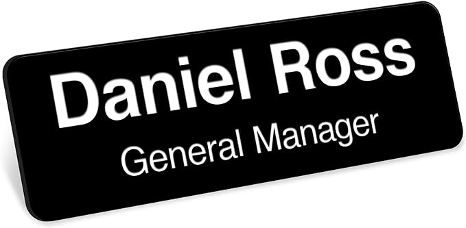 Magnetic Name Tag by My Sign Center - Black and White, Personalized, 1.5x3 Inches, Durable Engravable Impact Material, Made in The USA