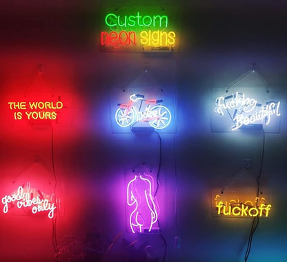 Neon Signs Compatible for Shiner Beer Hot Bbq Cold Beer,Real Handmade Neon Light for Office Hotel Pub Cafe Birthday Party Man Cave Neon Light Art Wall Lights 24 X 20 Inches