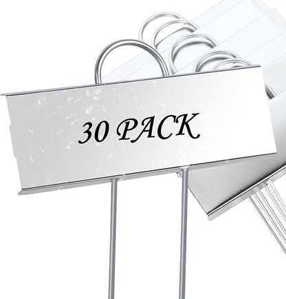 FORUP Metal Plant Labels, 30 Pack Garden Label Markers, Weatherproof Garden Stake Tags, Reusable Planting Gardening Markers, Silver