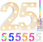 Pooqla 25th Birthday Decorations for Her Him, 35 Colors LED Light Up Numbers with Remote, Multicolor Marquee Numbers for Party Backdrop 25th Anniversary Decor Birthday Gifts for Women, Number 25