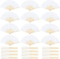 Aneco 24 Pieces Handheld Paper Fans Paper Folding Fans with Bamboos for Wedding Gift, Party, Home, DIY, White…