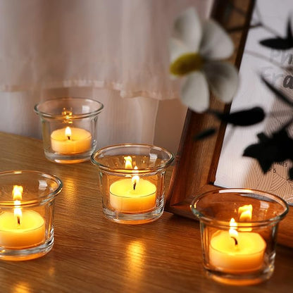 Letine Tealight Candle Holder Set of 12- Clear Glass Votive Candle Holders Bulk for Christmas Decorations, Wedding, Party & Home Decor