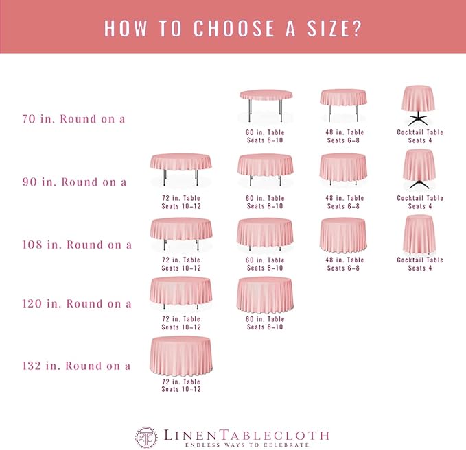LTC LINENS Orange Round Tablecloth - 132 Inch Round Tablecloth, Large Party Table Cloth, Wrinkle Resistant, Washable Polyester Fabric Table Cover Linens for Wedding, Party, Banquet