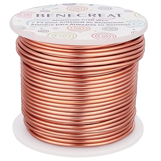 BENECREAT 12 Gauge 100FT Aluminum Wire Anodized Jewelry Craft Making Wire Beading Floral Aluminum Craft Material for Jewelry Craft Sculpture, Plant Gardening, Skeleton Making, Copper Tone