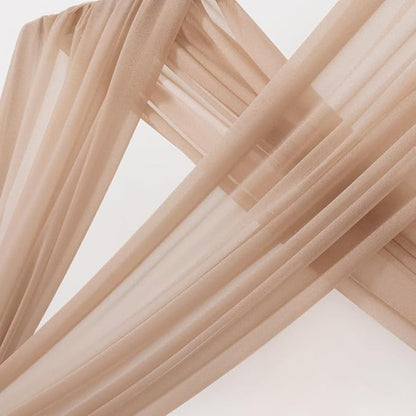 MLMC Nude Wedding Arch Draping Fabric 4 Panels 29" x 20 FT Extra Long Gauze Drapes Sheer Backdrop Curtains 6.6 Yards Outdoor Drapery Panels for Wedding Ceremony Party Ceiling Decoration