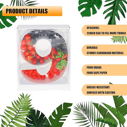 12" Fillable Cardboard Number Charcuterie Gift Cupcake Box With Cover Sweets Packaging (6 or 9)