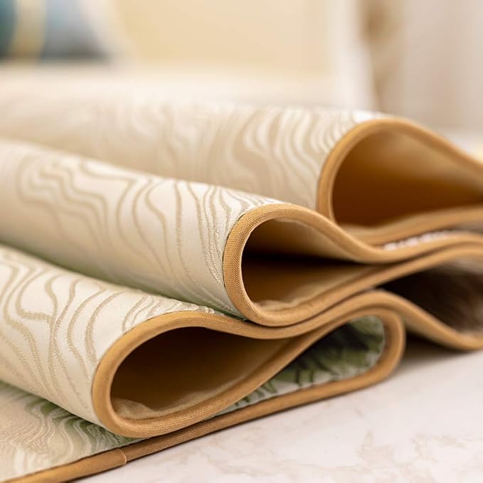 Avigers 12 x 59 Inch Decorative Luxury Abstract Striped Beige Table Runners with Tassels for Home Living Room Bedroom Art Decor Wedding