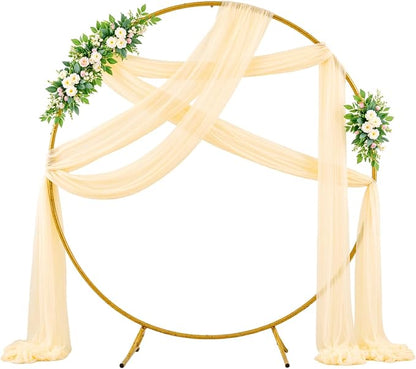 Wedding Arch Draping Fabric Backdrop 2 Panel 60" x 26Ft Champagne Drapes Curtains for Wedding Reception Sheer Tulle Backdrop Curtain for Ceremony Birthday Party Baby Shower Arbor Ceiling Decorations