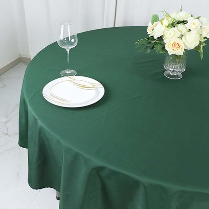 Efavormart Round Tablecloth, 90 Inch Stain & Wrinkle Resistant Washable Table Cloth, Decorative Polyester Fabric Table Cover for Banquet, Wedding, Dining- Hunter Green