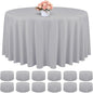 12 Pack Round Tablecloth 120 Inch - Light Grey Polyester Table Cloth for Round Table, Premium Light Grey Tableclothes Washable Fabric Cover for Wedding Party Banquet Restaurant Reception Dining