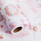 Aimyoo Pink Baby Shower Wrapping Paper Roll - 17 Inch X 32.8 Feet - Cute Elephant with Baby Girl Letter Design Perfect for Girls, Birthday, Party