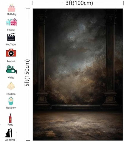 3x5ftDark Vintage Photography Backdrops Portrait Photo Backdrop Wedding Bridal Show Birthday Background for Studio Props