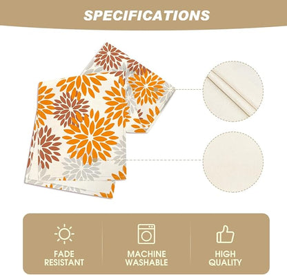 Artoid Mode Orange Dahlia Floral Pinnata Fall Table Runner, Seasonal Autumn Thanksgiving Kitchen Dining Table Decoration for Home Party Decor 13x36 Inch