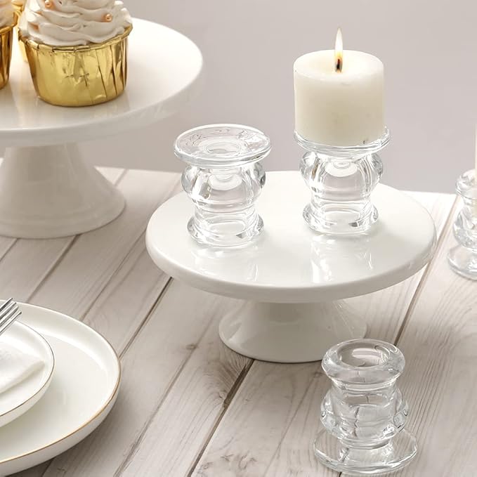 IYOUYA Clear Glass Candlestick Holders 24PCS, 2.1" H Taper Candle Holders Bulk for Pillar Candles, Taper Candles, Glass Candle Holders for Wedding, Party&Festival