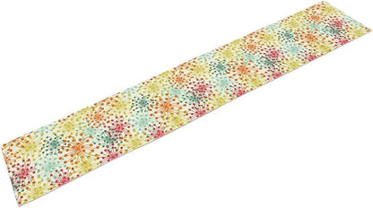Mid Century Flower Table Runner, Colorful Geometric Abstract Chrysanthemum Vintage Farmhouse Decorations Orange Yellow Gray Table Runner for Kitchen Dining Holiday Party Decor, 13x90 Inch