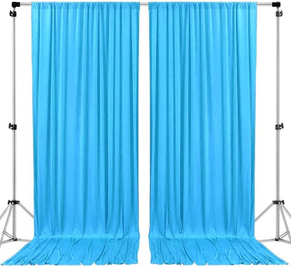 AK TRADING CO. 10 feet x 10 feet Polyester Backdrop Drapes Curtains Panels with Rod Pockets - Wedding Ceremony Party Home Window Decorations - Turquoise