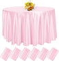 fani 6 Pack 120 Inch Light Pink Satin Tablecloth - Silky Round Tablecloth Overlay Smooth Fabric Table Cover, Bright Table Decoration for Wedding Party Banquet Events Restaurant Kitchen Dining