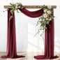 Burgundy Red Fall Thankgiving Elegant Arch Draping Fabric 2 Panels Outdoor 29" × 20Ft Sheer Chiffon Curtain Drapes for Wedding Ceremony Birthday Party Garden Brunch
