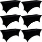 6-Pack 8ft Black Spandex Table Covers for Rectangle Folding Tables - Washable Elastic Tablecloth - Ultimate Fitted Table Protector for Birthday Parties, Trade Shows, Banquet