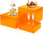 Orange Buffet Risers 3Pcs Acrylic Boxes Display Risers for Buffet Table Parties Weddings Catering Dessert (6''x7''x8'')