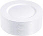 N9R 100PCS White Plastic Plates, 10.25inch Heavy Duty Plastic Disposable Plates, Premium Elegant Dinner Plates for Party