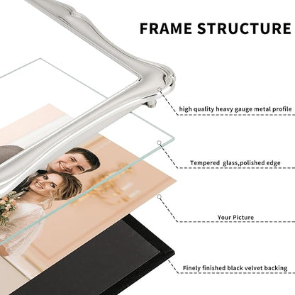 4 x 6'' Premium Alloy Silver Photo Frame - Luxury Display with Real Glass and Velvet Backing,Hi End Décor Metal Frames