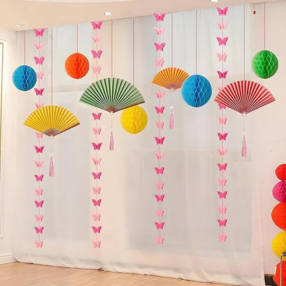 Rainbow Honeycomb Balls Decorations - 12Pcs 6" & 10" Hanging Tissue Pom Poms for Birthday, Wedding, Engagement, Fiesta, Home Decor (Multi-Color)