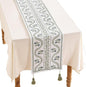 ISAENNE Designer White Elegant Linen Table Runner 102 Inches Long,Chinoiserie Floral Decor Durable Table Runners for Dining Tables,Thanksgiving,Kitchen Tables,Christmas,12"*102"-Mosella D