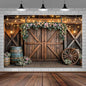 5x4ft Country Wedding Photography Backdrop Rustic Barn Door Photography Backdrop Farmhouse Pink Flower Cabin Wooden Birthday Baby Shower Wedding Bridal Party Banner Photo Booth Props Background