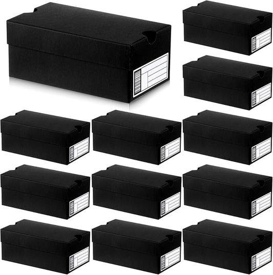 12 Sets Mini Shoe Gifts Boxes for Party Favors 6.1 x 3.9 x 2.5 Inches Sports Mini Sneaker Box with Editable Label for Candies Cookies Snacks(Black,6.1 x 3.9 x 2.5 Inches)