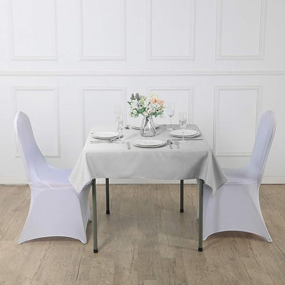 Cupuamon Square Tablecloth 52x52 inch Washable Polyester Fabric Table Cloth for Wedding Party Dining Banquet Decoration（52x52,Silver）