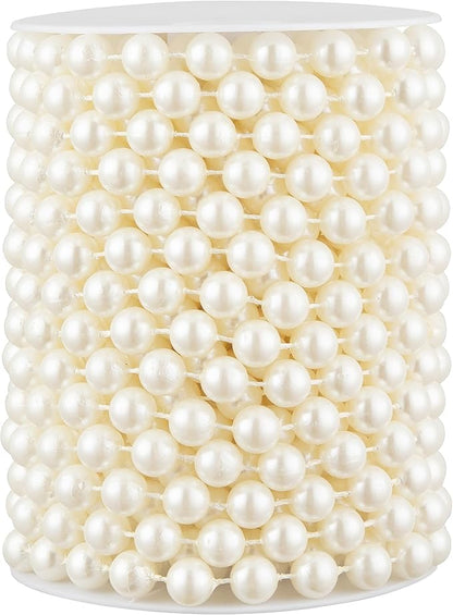 33 Feet Faux Pearl Beads Garland 10mm Craft String Pearls for Wedding Centerpiece Christmas Tree and Flowers Decoration DIY(Ivory)